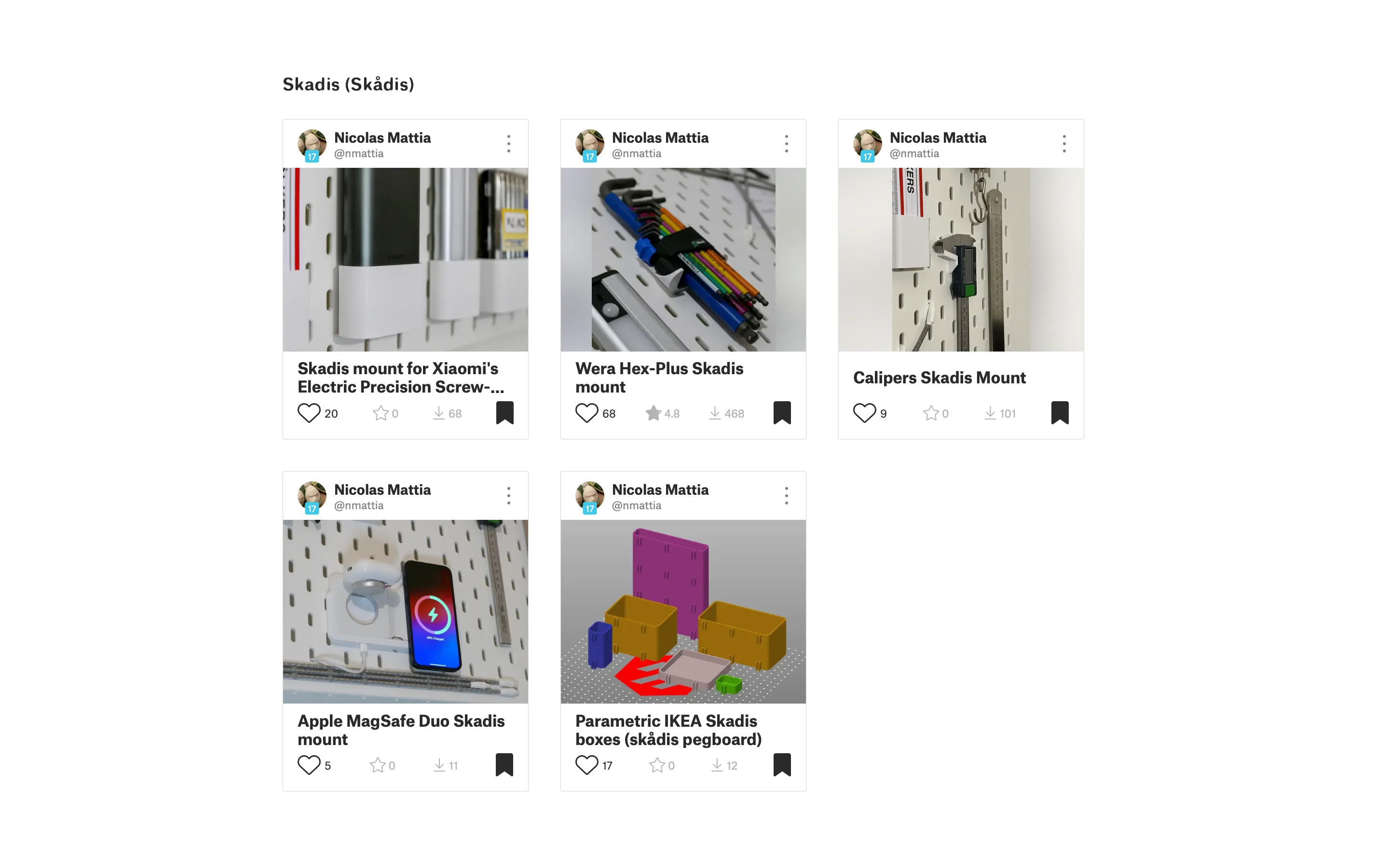 My Skadis collection on Printables